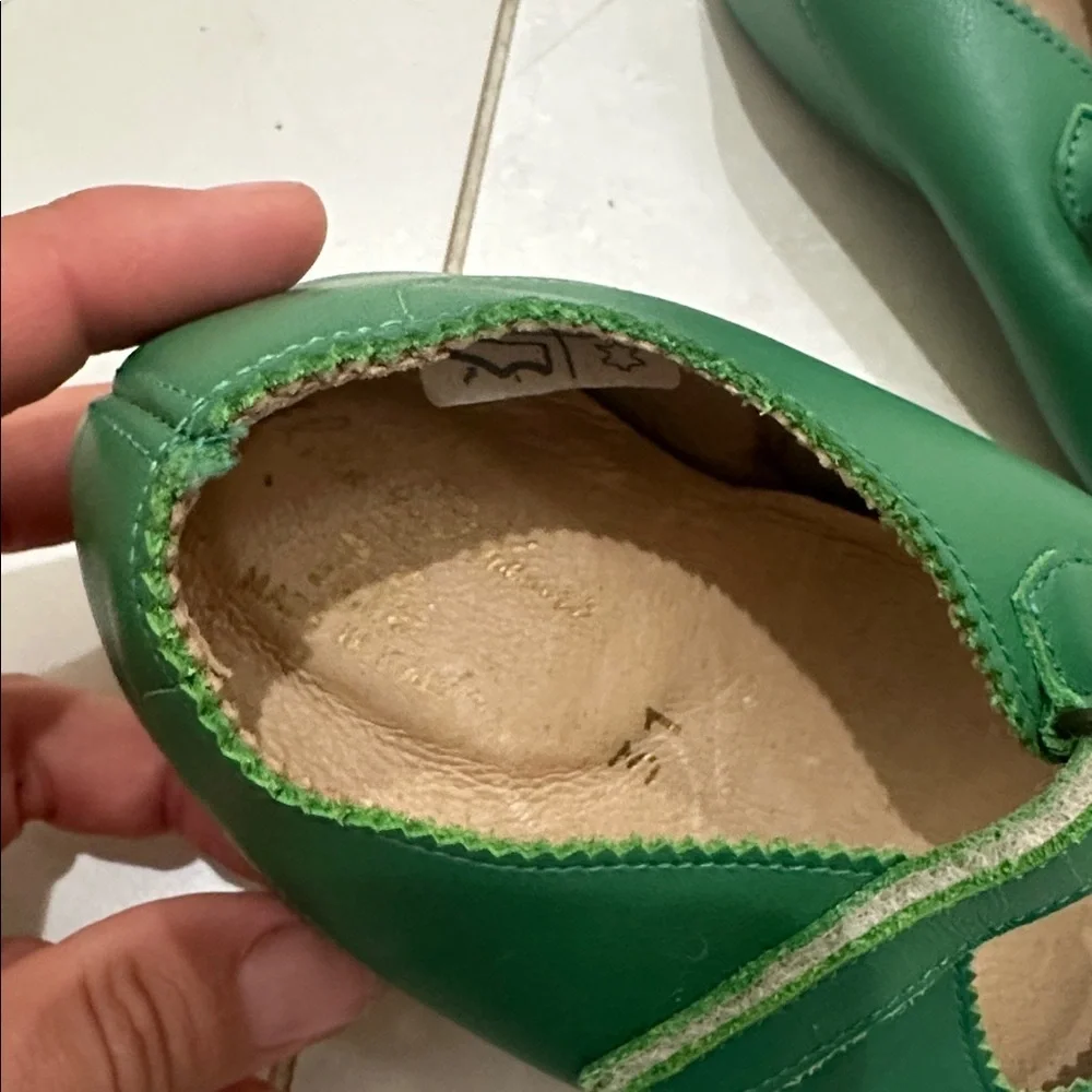 flora & Henri  Made in Italy Green Kids Mary Jane Shoes 31